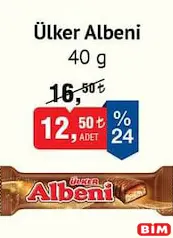 ÜLKER ALBENİ ÇİKOLATA 40 G fiyat ve kampanya bilgisi